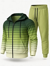 cheap Tracksuits-Men's Hoodie Tracksuit 2 Piece Tracksuit Drawstring Zip Up Geometric Clothing Suit Fall Winter Red Blue Vocation Outdoor Travel Lightweight Fashion Breathable Long Sleeve Sport Activewear Stretchy