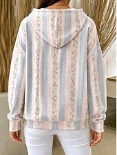  Női Pulóver Hoodie pulóver Kollázs Nyomtatott Elülső zseb Virágos Grafika Alkalmi Boho Hosszú ujj Kapucni Normál felsők Hétköznapi Utca Medence Világoszöld Arcpír rózsaszín Narancssárga Tavasz Ősz Tél
