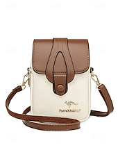 cheap Crossbody Bags-Women's Faux Leather Multi-Color Phone Crossbody Bag, Adjustable Strap, Multi-Compartment Mini Shoulder Purse for Travel, Vacation, Shopping, Walking and Everyday Use
