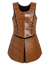 cheap Dresses-Medieval Renaissance Dress Armor Vest Warrior Shieldmaiden Barbarian Fancy Dress Women's Viking Fantasy Halloween Carnival Performance LARP Ren Faire Adults' Dress