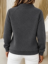  نسائي Pullover عتيق كاجوال كم طويل نصف سحاب Lapel قمصان عادية فضفاض المنزل عمل أزرق أبيض رمادي الصيف الربيع الخريف