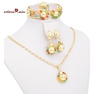boucles d\'oreilles collier pendentif de bracelets anneaux de femmes pour les femmes mariage ensembles de bijoux de mariée outfit