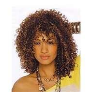 Synthetische pruiken Kinky Curly Kinky krullen Pruik Kort Bruin Synthetisch haar 16 inch(es) Dames Haar met highlights / balayage Afro-Amerikaanse pruik Bruin