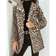 levn -Dmsk Teddy Coat Denn chod ven Podzim & Zimn dlouh kabt Regular Fit Sexy bunda s dlouhm rukvem s leopardm potiskem Klasick ed khaki barva