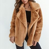 levn -Dmsk Teddy Coat Denn Podzim Zima Normln Kabt Regular Fit Tepl Lern Bunda Dlouh rukv Jednobarevn Koeina Trim Blushing Rov Bl ern
