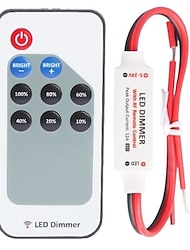 Zdm 1 pc 9 chave sem fio mini led controlador dimmer rf controle remoto para 5050 3528 única cor levou luz de tira dc5-24v 12a