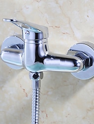 Set combinat de robinete cu sistem de duș din alamă, baterii de duș pentru cadă și cadă montate pe perete robinet din ceramică pentru duș cromat cu apă caldă și rece