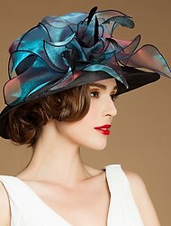 Flax / Silk / Organza Kentucky Hat / Hats / Headwear with Floral 1pc Special Occasion / Casual / Tea Party Headpiece dress to impress Race Day Dress