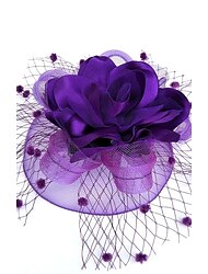 Netz-Fascinators Kentucky Derby-Hut/Kopfbedeckung mit Blumenmuster, 1 Stück, Kopfbedeckung für besondere Anlässe/Pferderennen/Damentag