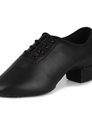 Bărbați Încălțăminte latină Pantofi de Dans Performanță Interior Dantelat Călcâi Talpă Despărțită Toc Jos Toc Cubanez Negru
