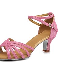 Mujer Zapatos de Baile Latino Zapatos de danza Entrenamiento Fiesta Interior Básico Sandalia Tacones Alto Un Color Hebilla Rosa