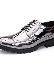 Men's Oxfords Derby Shoes Formal Shoes Brogue Wingtip Shoes Classic British Daily Party & Evening PU Silver Fall