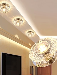 1 luz LED de 10 cm para teto de cristal luz de montagem embutida de design exclusivo eletrogalvanizado moderno e luxuoso estilo de cristal luz da varanda luz do corredor luz do corredor ac110-240v 3w