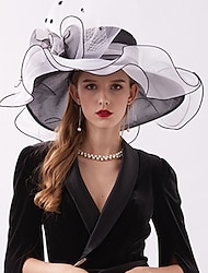 Derby-Hüte für Damen breiter Krempe Fedora Sonnenhut Cloche Kentucky Fascinator Hüte für Damen Organza Tea Party Braut Kirchenhüte