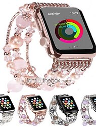 Cinturino per orologio  per Apple Watch Serie 8 7 6 5 4 3 2 1 SE Ultra 49mm 45mm 44mm 42mm 41mm 40mm 38mm Acciaio inossidabile Perline Sostituzione Cinghia Da donna Con perline Braccialetto di