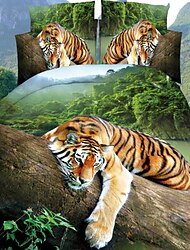 3D tijgerprint dekbedovertrek beddengoed sets dekbedovertrek met 1 dekbedovertrek of sprei, 1 laken, 2 kussenslopen voor dubbel/queen/king (1 kussensloop voor twin/single)