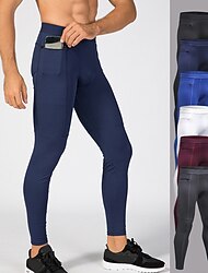 YUERLIAN Herren Tights Leggings Grundschicht mit handytasche Hoher Taillenbund Grundschicht Sommer warm Atmungsaktiv Feuchtigkeitsableitung Power Flex Fitness Fitnesstraining Laufen Schlank