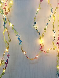 elegant bröllopsfest mottagning 5m 50led små färgglada löv fairy girlander ljus - aa batteridriven led koppartråd flexibla ljusslingor för bordshemsfestinredning, varmvit