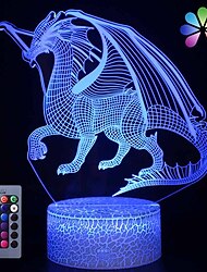 Dinossauro dragão 3d led lâmpada de luz noturna 16 cores que mudam regulável com toque e brinquedos de dragão remoto luz presentes de aniversário para meninos crianças