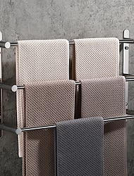 Toallero multicapa toallero toallero, acero inoxidable de 3 niveles, estante de almacenamiento para barra de toallas para baño, toallero de 30 cm ~ 70 cm (negro/cromo/dorado cepillado/níquel cepillado)