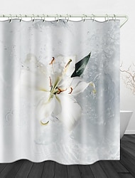 Beautiful Water Splash Digital Print Waterproof Fabric Shower Curtain for Bathroom Home Decor Covered Bathtub Curtains Liner Includes with Hooks