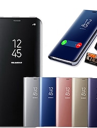 telefon Kılıf Na Samsung Galaxy S24 S23 S22 S21 S20 Plus Ultra A14 A54 Note 20 Ultra 10 Plus A32 A52 Pełne etui Etui typu flip Z podpórką Lustro Automatyczne uśpienie / wybudzenie Solidne kolory TPU