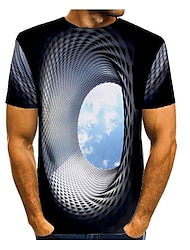 男性用 シャツ Tシャツ グラフィック 3D印刷 ラウンドネック ブルー グリーン ローズレッド グレー 3Dプリント 日常 半袖 プリント 衣類 ベーシック