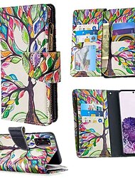 telefon fodral Till Samsung Galaxy S26 Ultra Plus S25 S24 S23 Ultra Plus A73 A53 Plånboksfodral med stativ Korthållare Mönster Träd PU läder