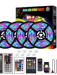 LED Strip Lights 20M 65.6ft Bluetooth Waterproof DIY Color changing 2835 RGB with Remote and Hidden Controller Easy Installation for TV Backlight Room and Bedroom