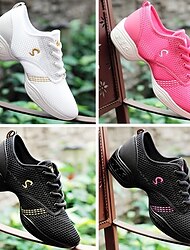 danssneakers i mesh som andas för kvinnor - lätta jazz- och träningsskor med snörning i flera färger
