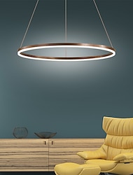 LED pendente de 40/60/80 cm 1-luz anel circunferencial design de alumínio escurecido pintados acabamentos luxuosos estilo moderno sala de jantar lâmpadas pendentes 110-240v somente regulável com