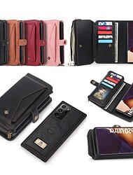 telefoon hoesje Voor Samsung Galaxy S24 S23 S22 S21 S20 Plus Ultra S10 Plus Note 20 Ultra Wallet Card Case Omdraaien Volledig lichaamsbeschermend Standaard Effen PU-nahka