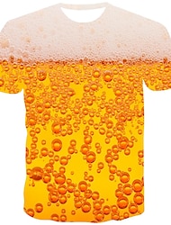 mannen t-shirt patroon bier ronde hals korte mouw oranje dagelijkse print tops streetwear grappige t-shirts