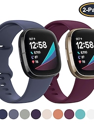 2er Pack Smartwatch-Band Kompatibel mit Fitbit Versa 4 Sense 2 Versa 3 Sense Weiches Silikon Smartwatch Gurt Wasserdicht Verstellbar Atmungsaktiv Sportarmband Ersatz Armband