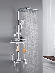 rubinetto doccia con display a led miscelatore termostatico valvola set doccetta inclusa estraibile/mensola doccia a pioggia montaggio galvanizzato esterno valvola ceramica miscelatori vasca doccia