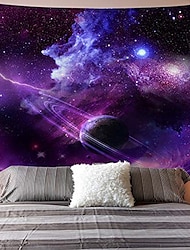 Tapiz de galaxia cielo estrellado psicodélico paisaje espacial arte púrpura impresión colgante de pared para decoración del hogar sala de estar dormitorio