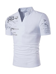 Per uomo maglietta Camicia Pop art Liscio Colletto alla coreana Sport Per uscire Manica corta Stampa Abbigliamento Cotone Boho
