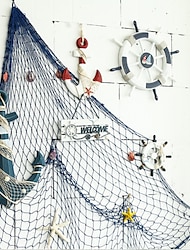 středomořská dekorativní rybářská síť tlusté konopné lano pozadí nástěnná dekorace závěsná rybářská síť