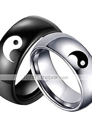 stainless steel black yin yang tai chi ring band for men/best friend//boyfriend (his size 11)