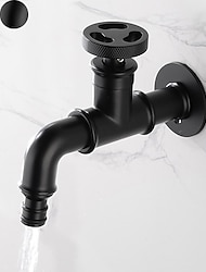 Outdoor Faucet,Industrial Style Wall Mounted Faucet,Black/Gold Wall Installed Classic Kitchen Faucet with Cold Water Only