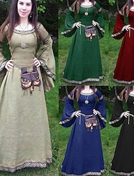 Κλασσικό & Διαχρονικό Μεσαίωνα Κοκτέιλ Φόρεμα Vintage Φόρεμα Φορέματα Φόρεμα τουνίκ Φόρεμα χορού Μέχρι τον αστράγαλο Βίκινγκ Ξένος Μεγάλα Μεγέθη Ξωτικό Γυναικεία Γυναίκα Στρογγυλή Λαιμόκοψη Απόκριες