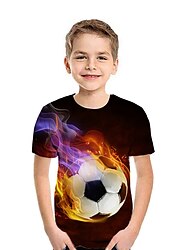 Dia da Criança Para Meninos 3D Gráfico Futebol Americano 3D Camisa Camiseta Manga Curta Impressão 3D Verão Ativo Esportes Casual Diário Poliéster Infantil 2-13 anos