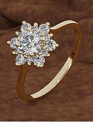 1個 指輪 For 女性用 キュービックジルコニア ホワイト 結婚式 日常 合金 クラシック フラワー