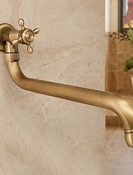 Torneira exterior de cobre antigo alongada única torneira fria mop piscina exterior torneira montada na parede giratória