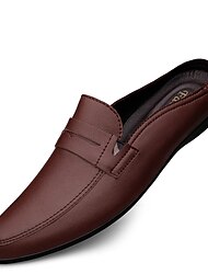 Bărbați Saboți Pantofi de piele Jumătate de pantofi Epocă Clasic Casual Zilnic Petrecere și seară Piele Nappa Piele Respirabil Non-alunecare Rezistență la uzură Cizme / Cizme la Gleznă Loafer Negru