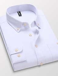 Men's Dress Shirt Button Down Shirt Collared Shirt Light Pink White Royal Blue Blue Long Sleeve Plain Spring &  Fall Wedding Work Clothing Apparel