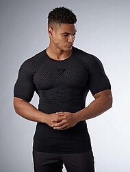 Men's Compression Shirt Running Shirt Short Sleeve Tee Tshirt Athletic Spandex Breathable Quick Dry Soft Gym Workout Running Active Training Sportswear Activewear Solid Colored Black