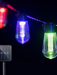 Solar Bulb String Lights Outdoor Solar Waterproof Retro Bulb Fairy String Lights 3M-10LEDs 5M-20LEDs 7M-30LEDs for Cafe Wedding Party Patio Holiday Decoration IP65 Garden Light