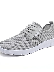 Men's Shoes Sneakers Plus Size Flyknit Shoes Walking Casual Daily Mesh Breathable Lace-up Black White Gray Spring Fall