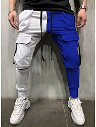 Bărbați Slab Jogger Pantaloni conici Pantaloni Pantaloni casual Peteci Cordon Talie elastică Mată Sport Lungime totală Casual Zilnic Haine de strada Sport Chino Zvelt Negru / Alb Alb&Albastru